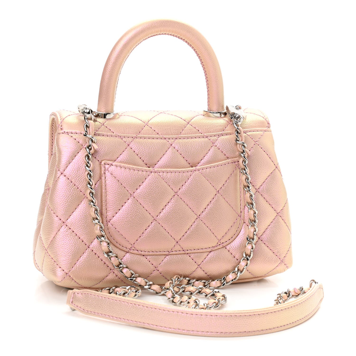 Chanel Iridescent Caviar Quilted Extra Mini Coco Handle Flap Light Pink 3 of 11