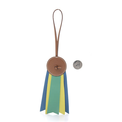 Hermes Vache Hunter Milo Lambskin Paddock Flot Bag Charm Natural Lime Menthe Bleu Izmir 2 of 5