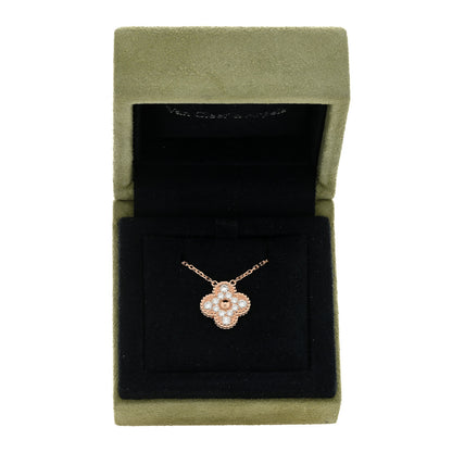 Van Cleef & Arpels 18K Rose Gold Diamond Vintage Alhambra Pendant Necklace 4 of 4