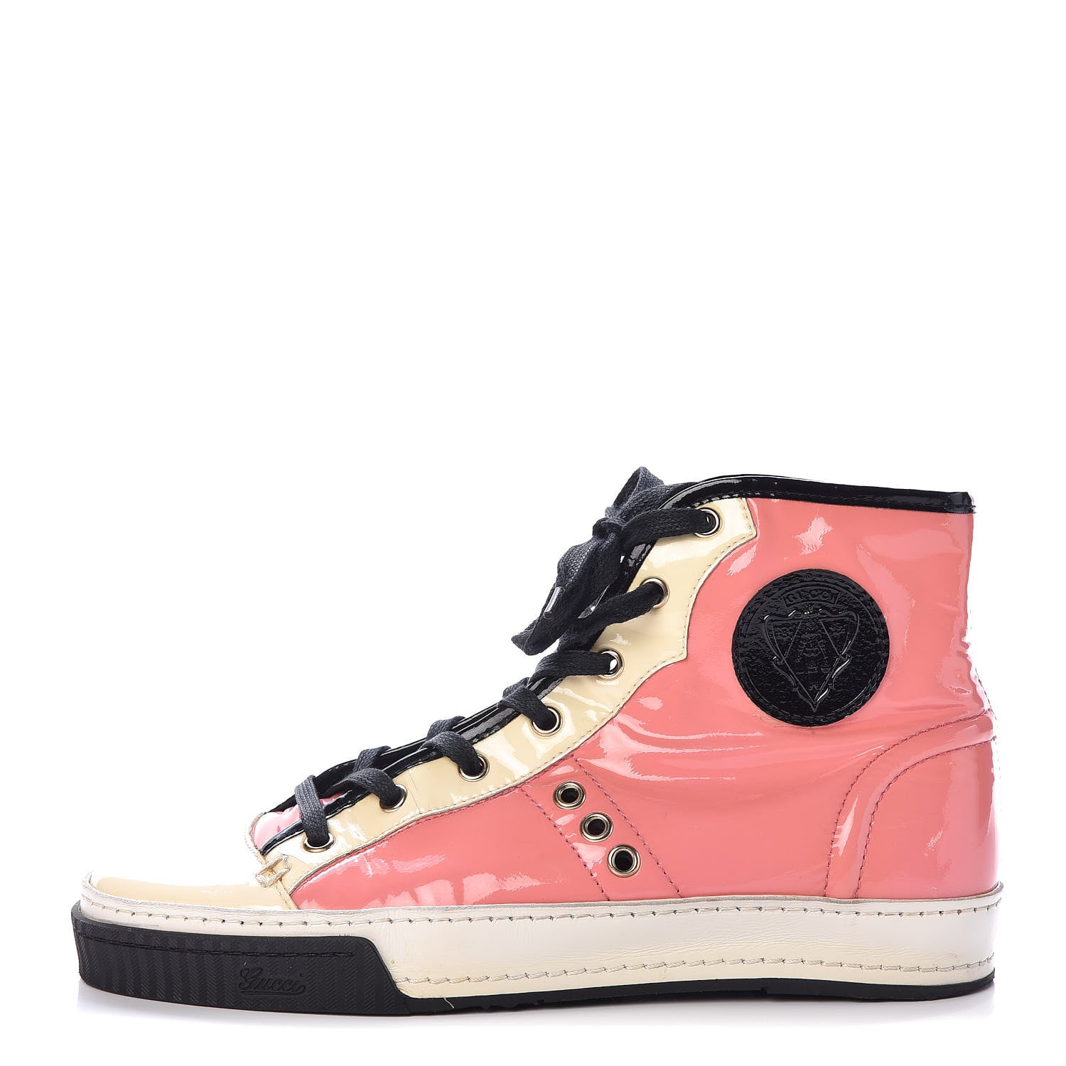 Gucci Patent Lambskin High Top Sneakers 37.5 Pink 1 of 7