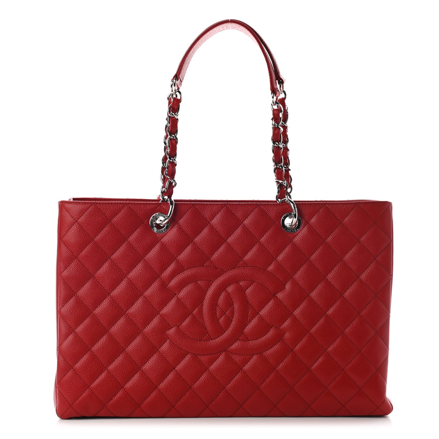 Chanel Caviar Quilted XL Grand Shopping Tote GST Red 1 of 9