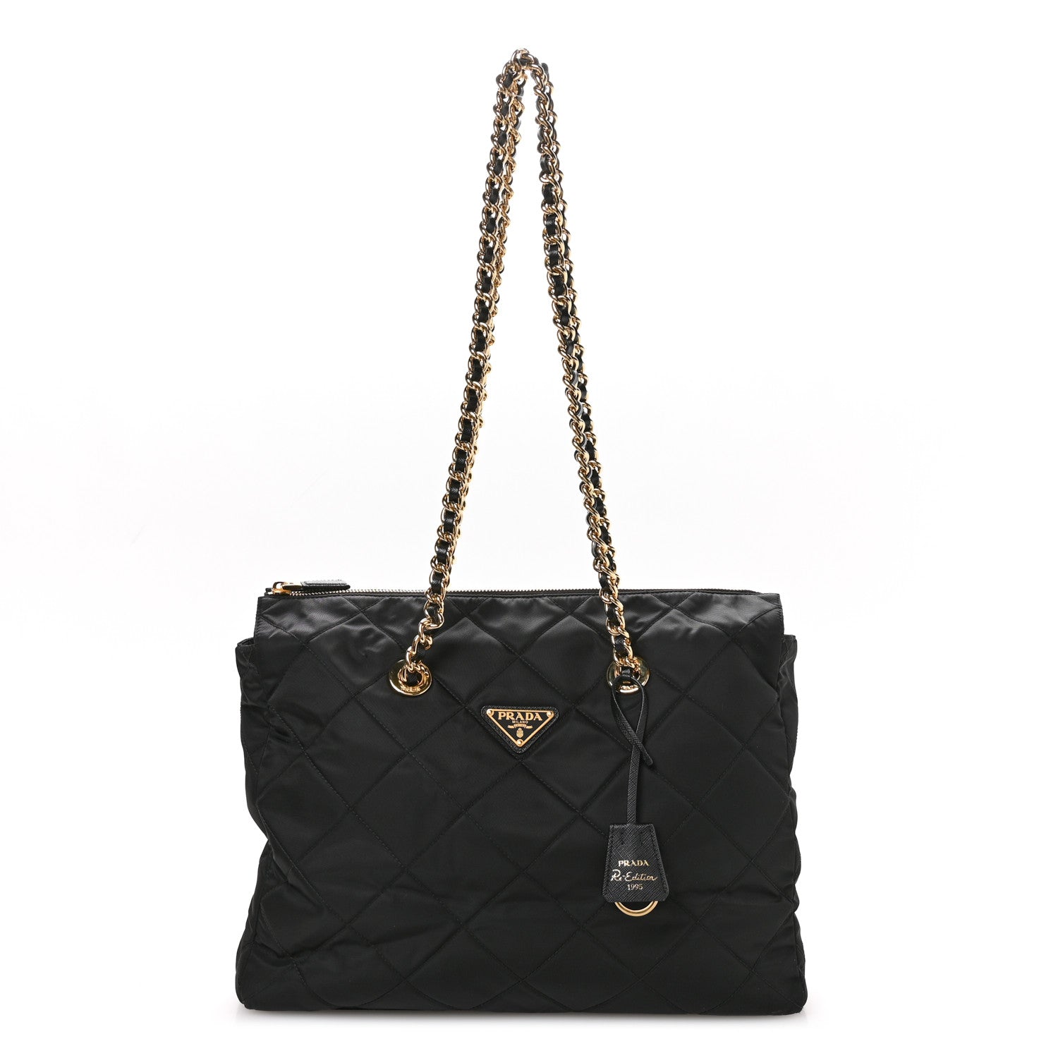 Prada Re-Nylon Tessuto Impuntu Quilted Re-Edition 1995 Chaine Tote Black 1 of 11
