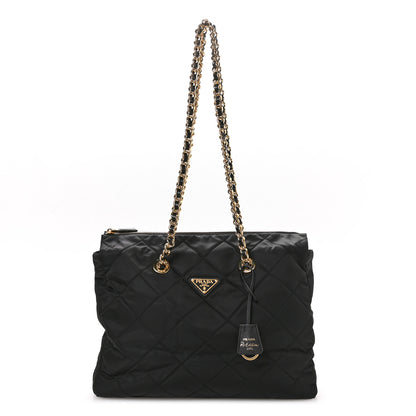 Prada Re-Nylon Tessuto Impuntu Quilted Re-Edition 1995 Chaine Tote Black 1 of 11