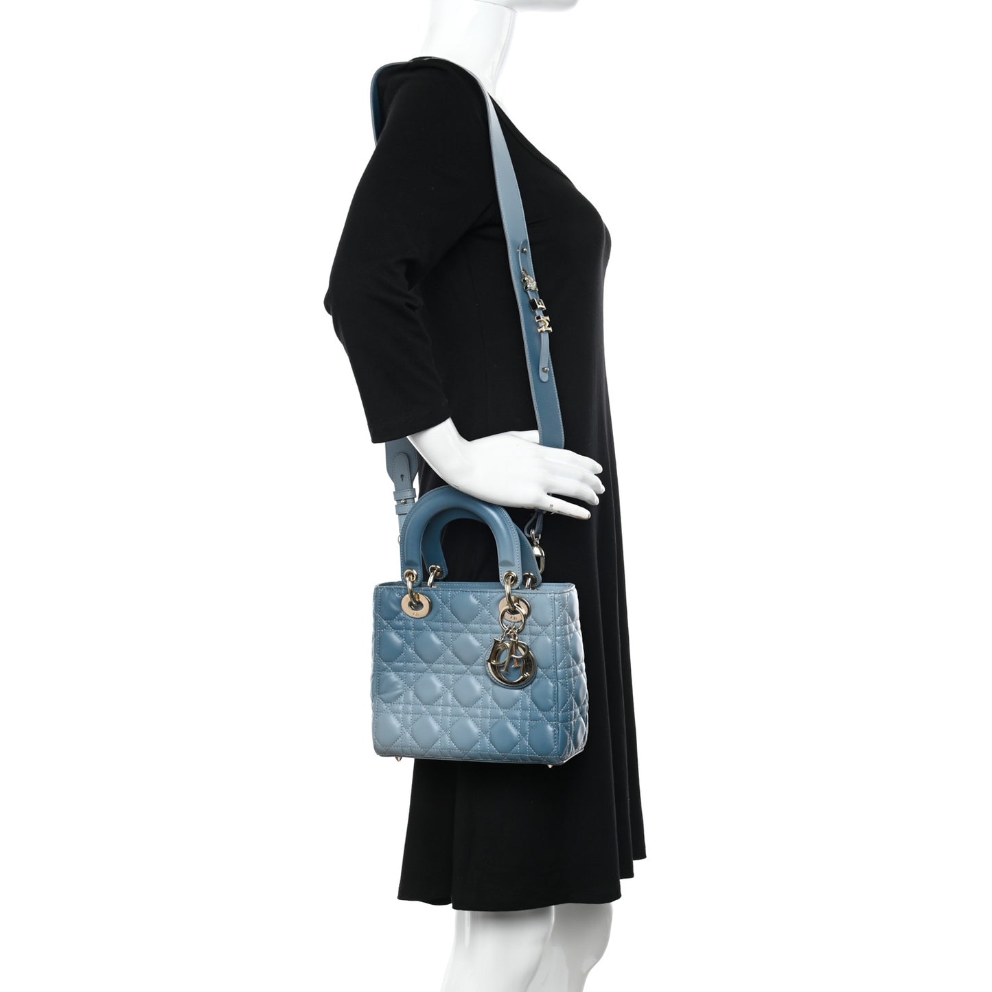Lambskin Cannage Gradient Small My Lady Dior Denim Blue
