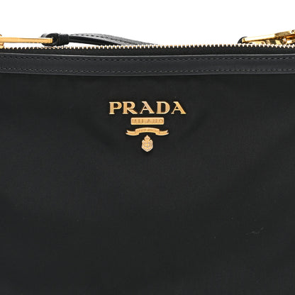 Prada Tessuto Nylon Soft Calf Double Zip Crossbody Bag Black 17 of 21