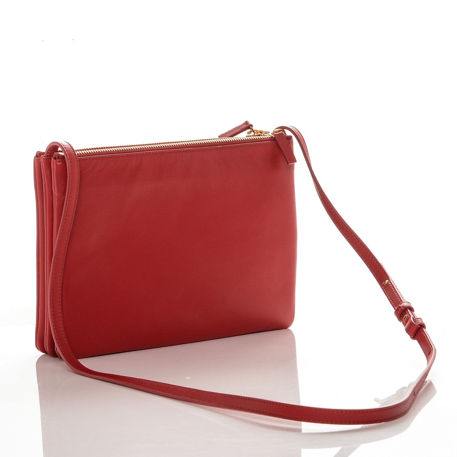 Celine Lambskin Large Trio Crossbody Bag Red 3 of 6