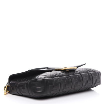 Fendi Nappa FF 1974 Embossed Large Baguette Black 3 of 9