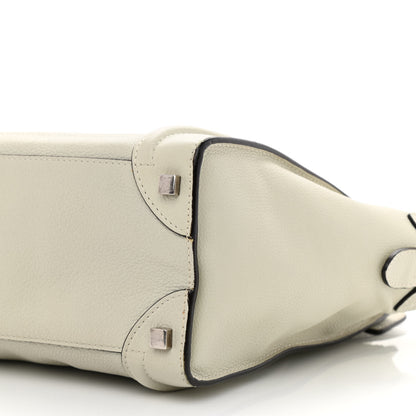 Celine Drummed Calfskin Micro Luggage Chalk 10 of 24