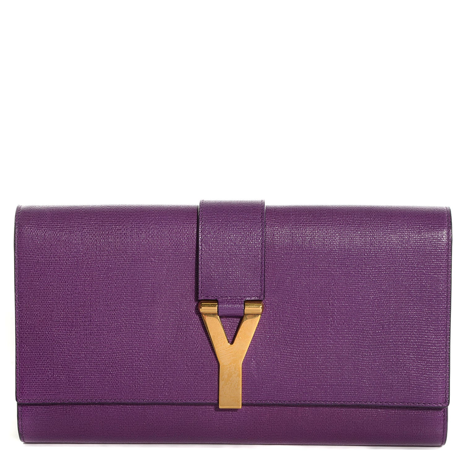 Saint Laurent Textured Leather ChYc Clutch Purple 1 of 7