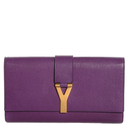 Saint Laurent Textured Leather ChYc Clutch Purple 1 of 7