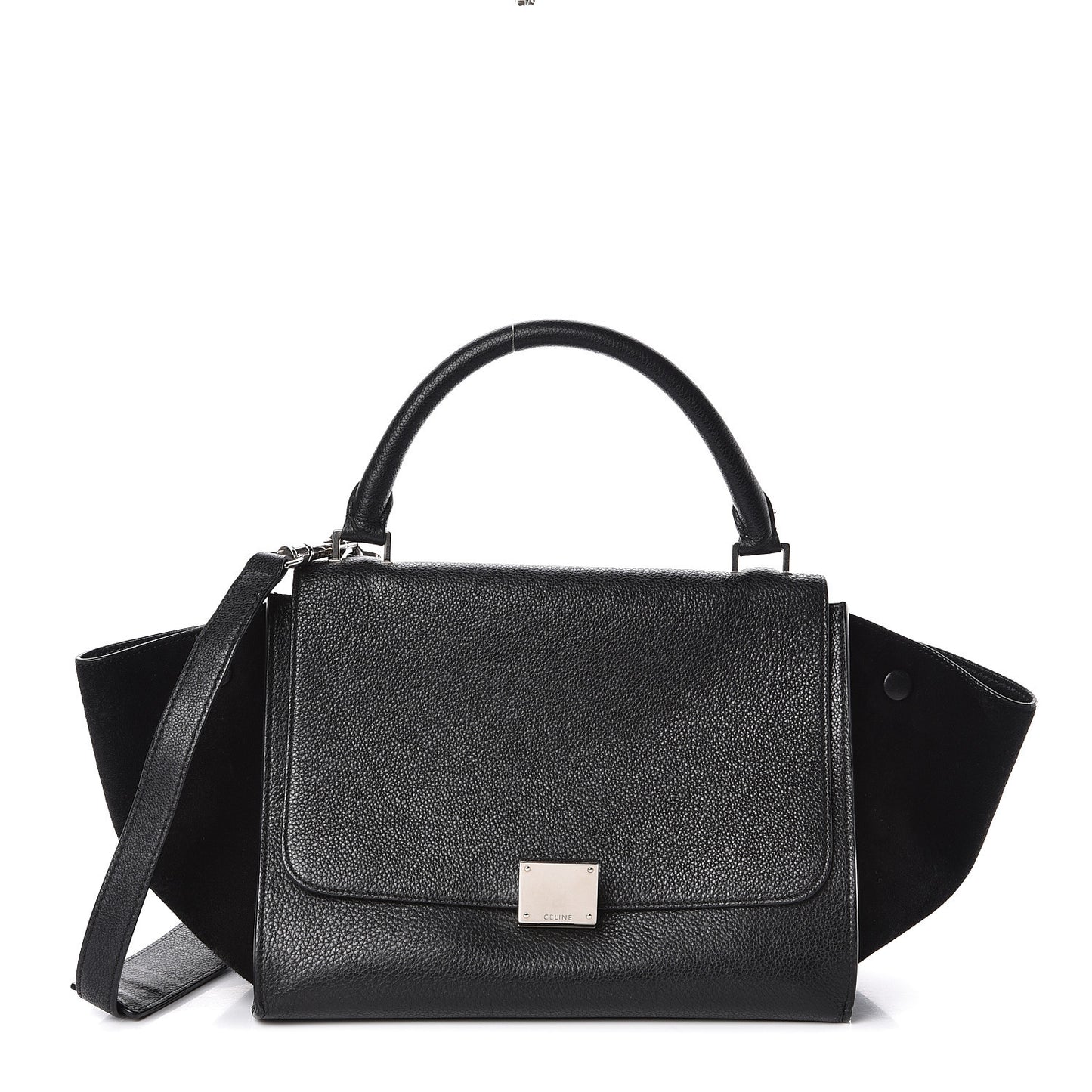 Drummed Calfskin Suede Small Trapeze Black
