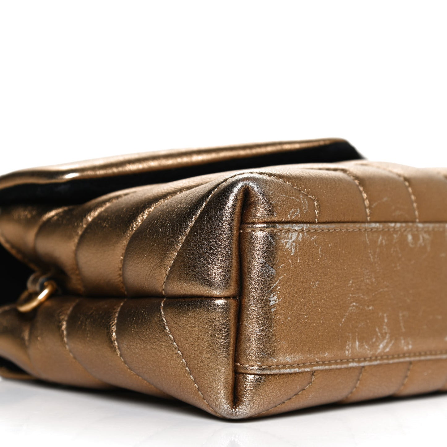 Metallic Calfskin Y Quilted Monogram Toy Loulou Crossbody Bag Gold