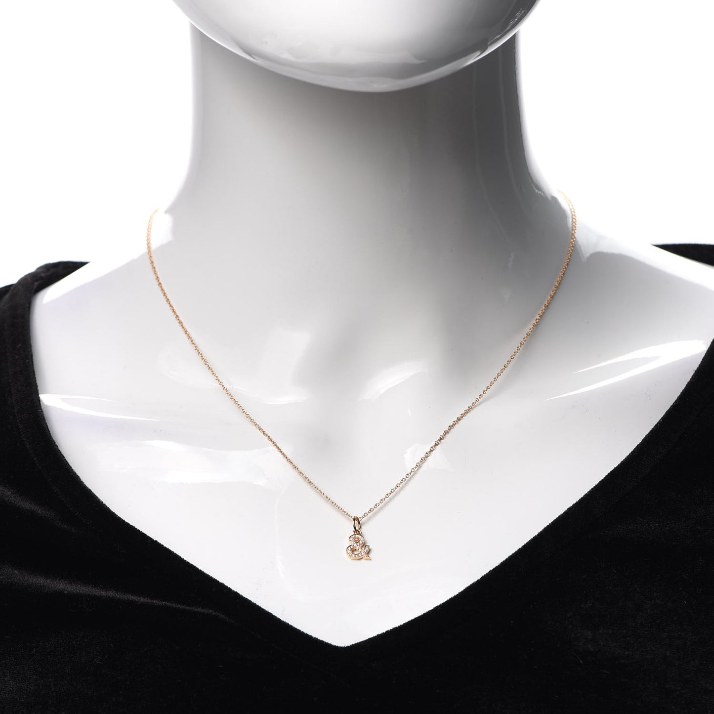 18K Rose Gold Diamond Small Ampersand Pendant Necklace