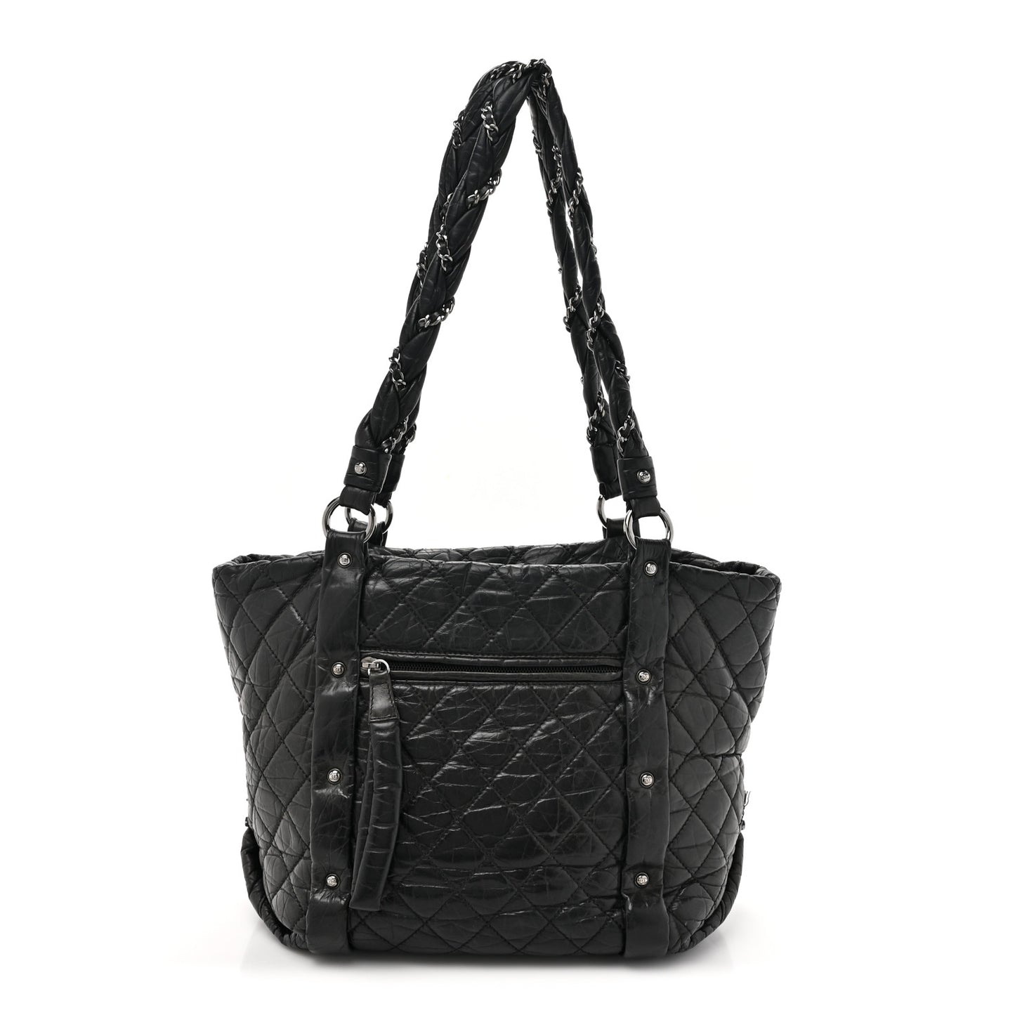 Aged Calfskin Vintage Ligne Lady Braid Tote Black