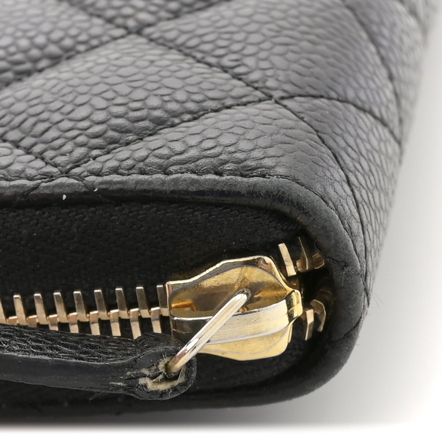 Caviar Quilted Large Gusset Zip Around Wallet Black