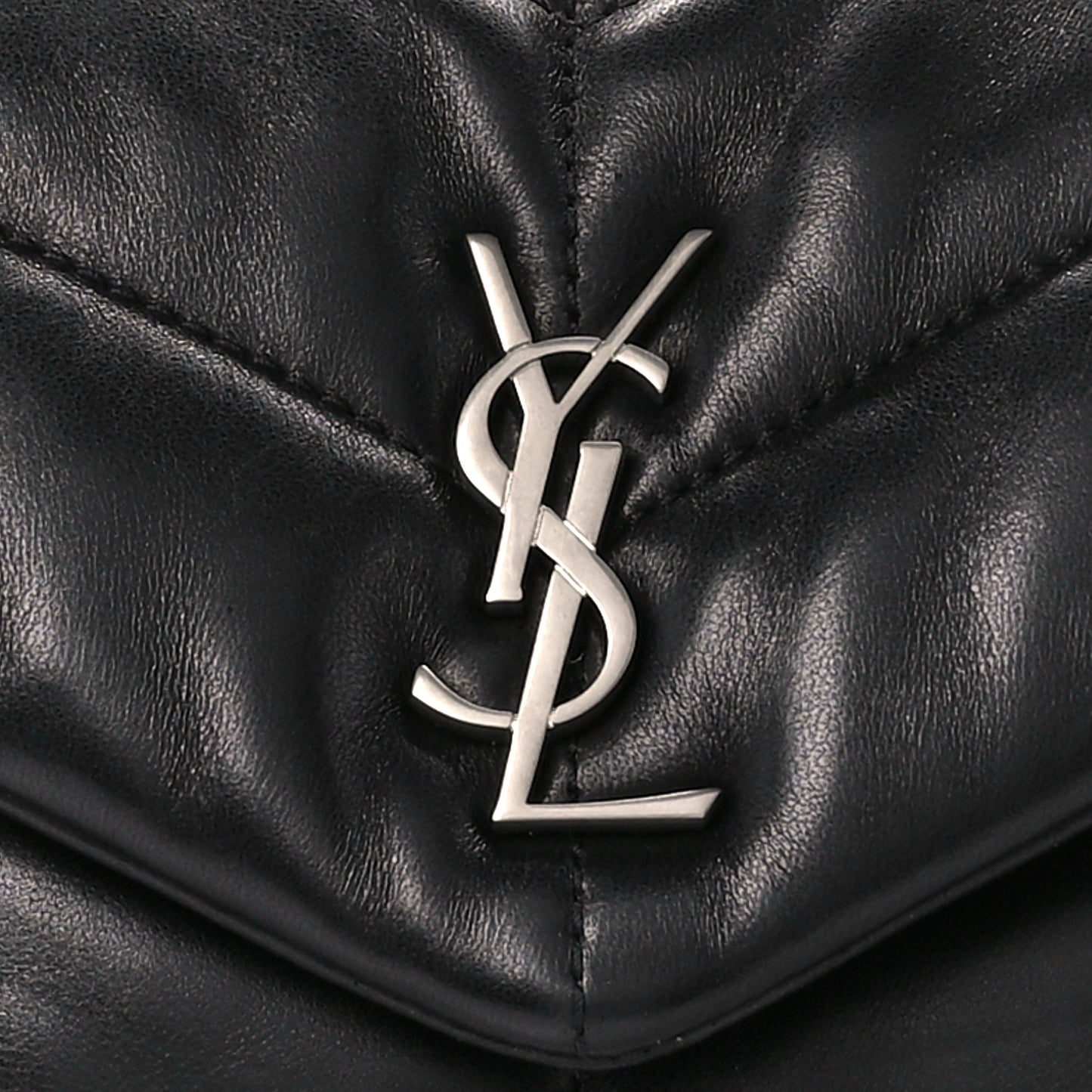 Lambskin Quilted Small Loulou Puffer Monogram Chain Satchel Black