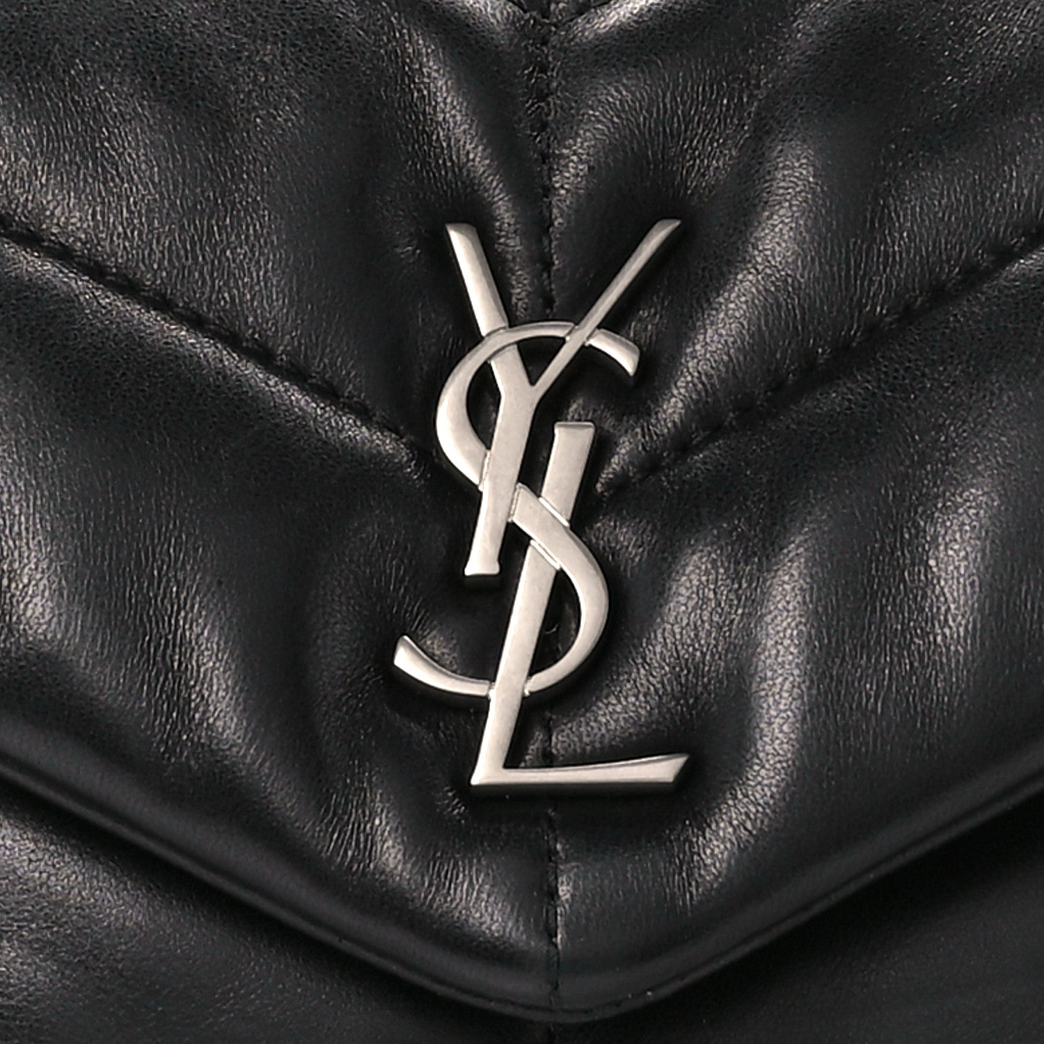 Saint Laurent Lambskin Quilted Small Loulou Puffer Monogram Chain Satchel Black 9 of 11