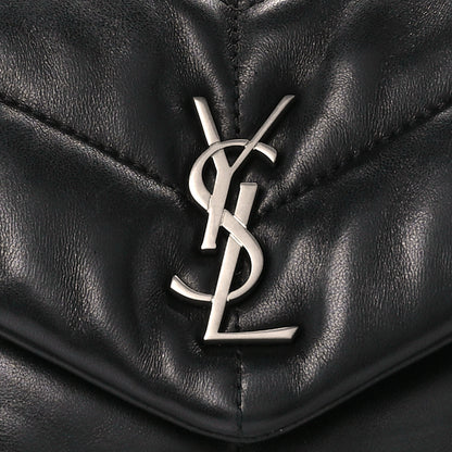 Saint Laurent Lambskin Quilted Small Loulou Puffer Monogram Chain Satchel Black 9 of 11