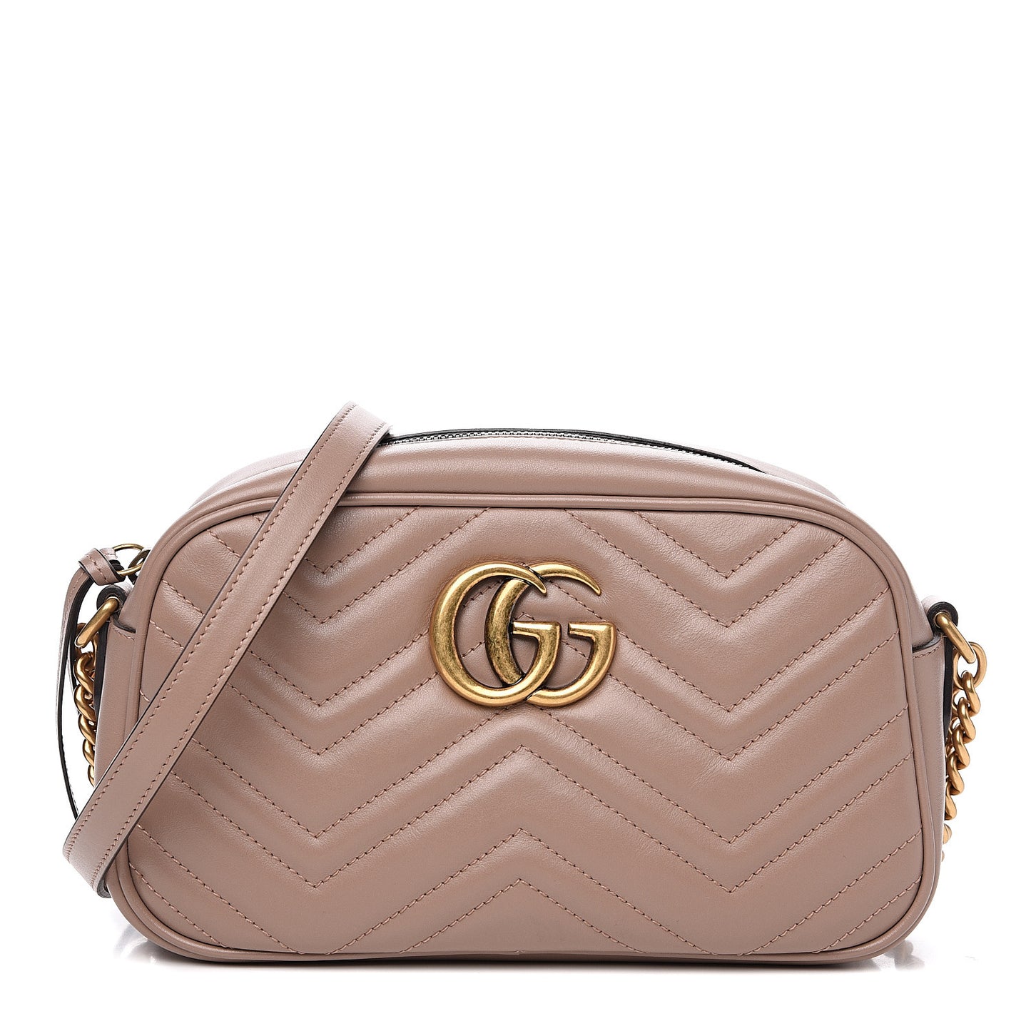 Calfskin Matelasse Small GG Marmont Chain Shoulder Bag Porcelain Rose