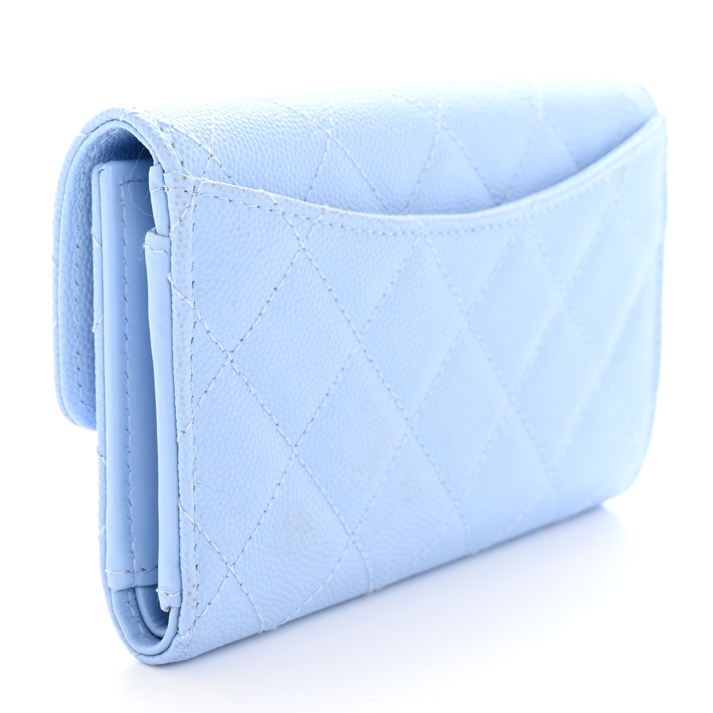 Caviar Quilted Medium Flap Wallet Light Blue