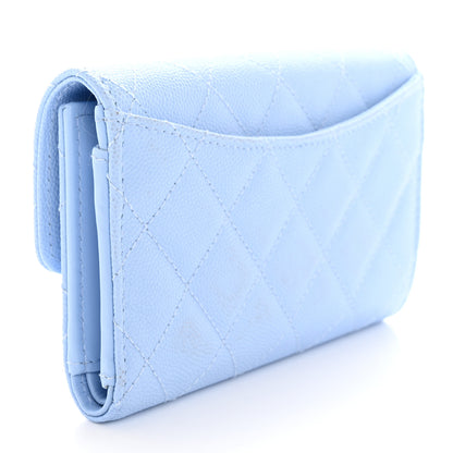Chanel Caviar Quilted Medium Flap Wallet Light Blue 3 of 11