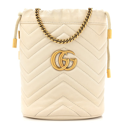 Gucci Calfskin Matelasse Mini GG Marmont 2.0 Bucket Bag White 1 of 16
