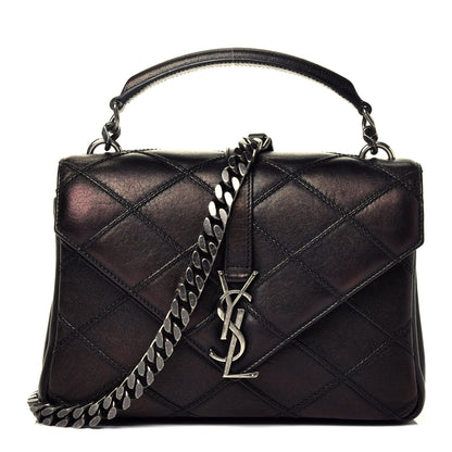 Saint Laurent Calfskin Matelasse Diamond Quilted Monogram Medium College Bag Black 1 of 10