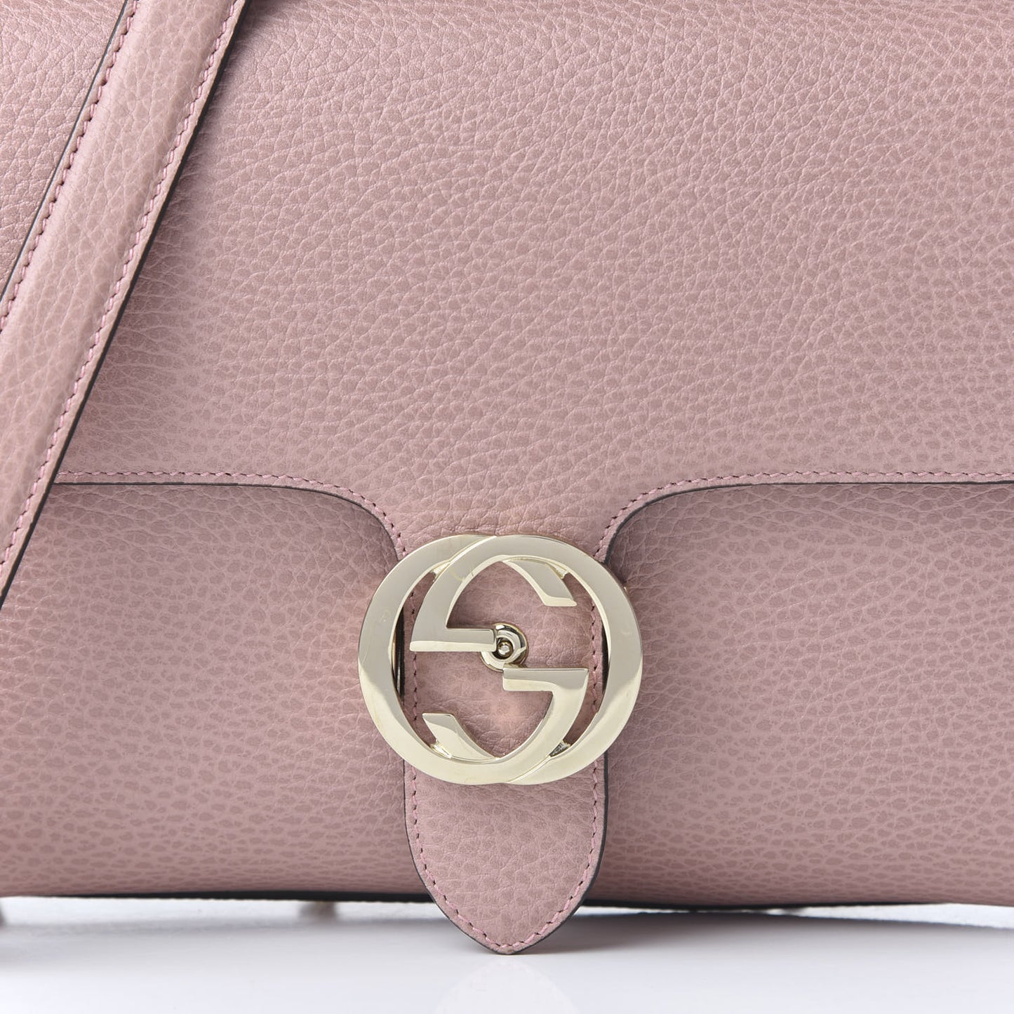 Dollar Calfskin Interlocking G Top Handle Shoulder Bag Soft Pink