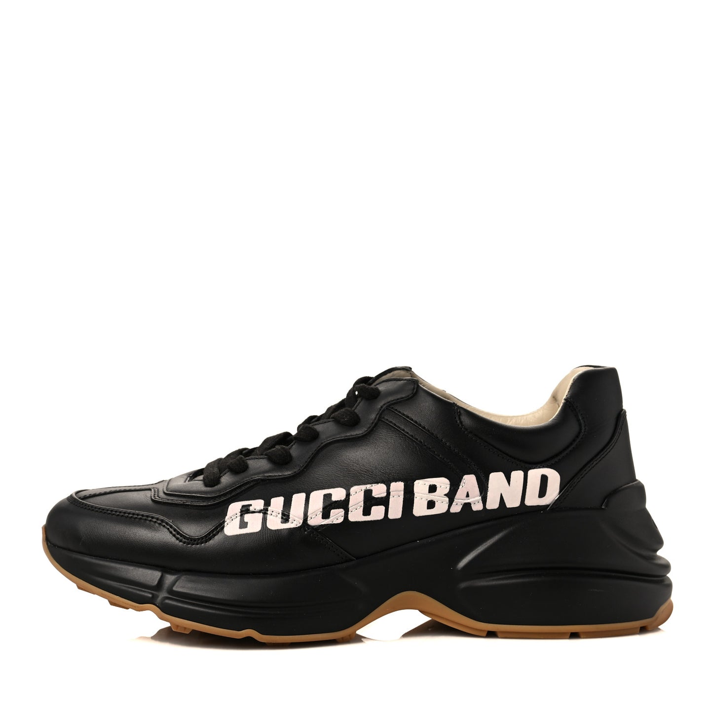 Calfskin Gucci Band Printed Mens Rhyton Sneakers 7 Apollo Black