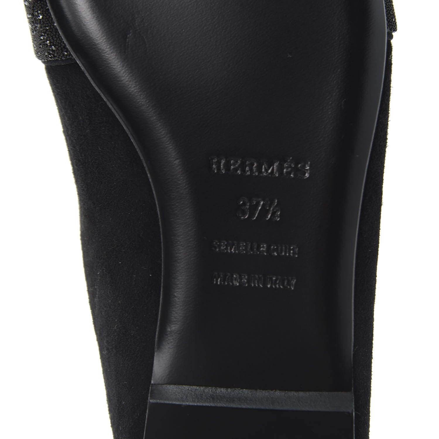 Hermes Suede Goatskin Crystal Roxane Mules 37.5 Black 8 of 9