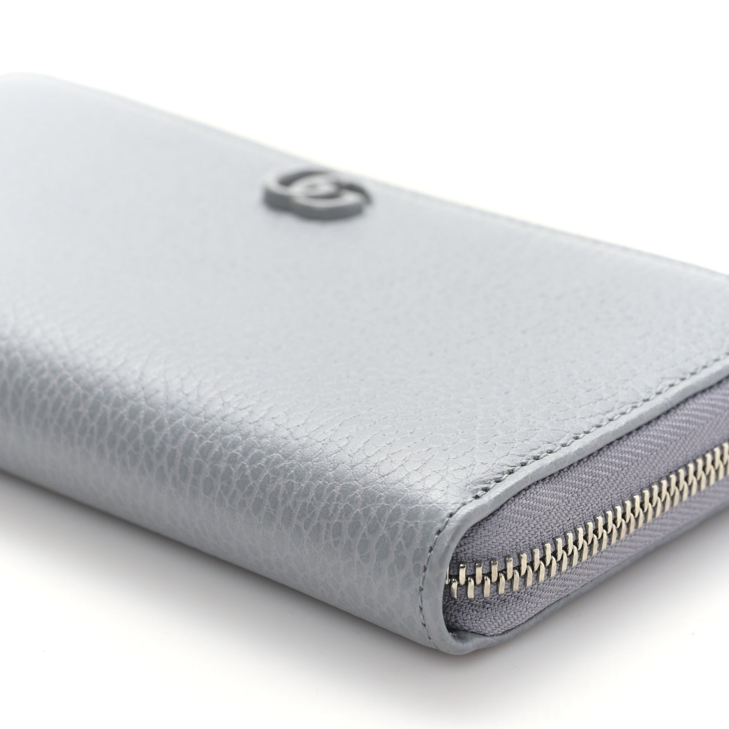 Dollar Calfskin Monochrome GG Marmont Zip Around Wallet Deep Grey