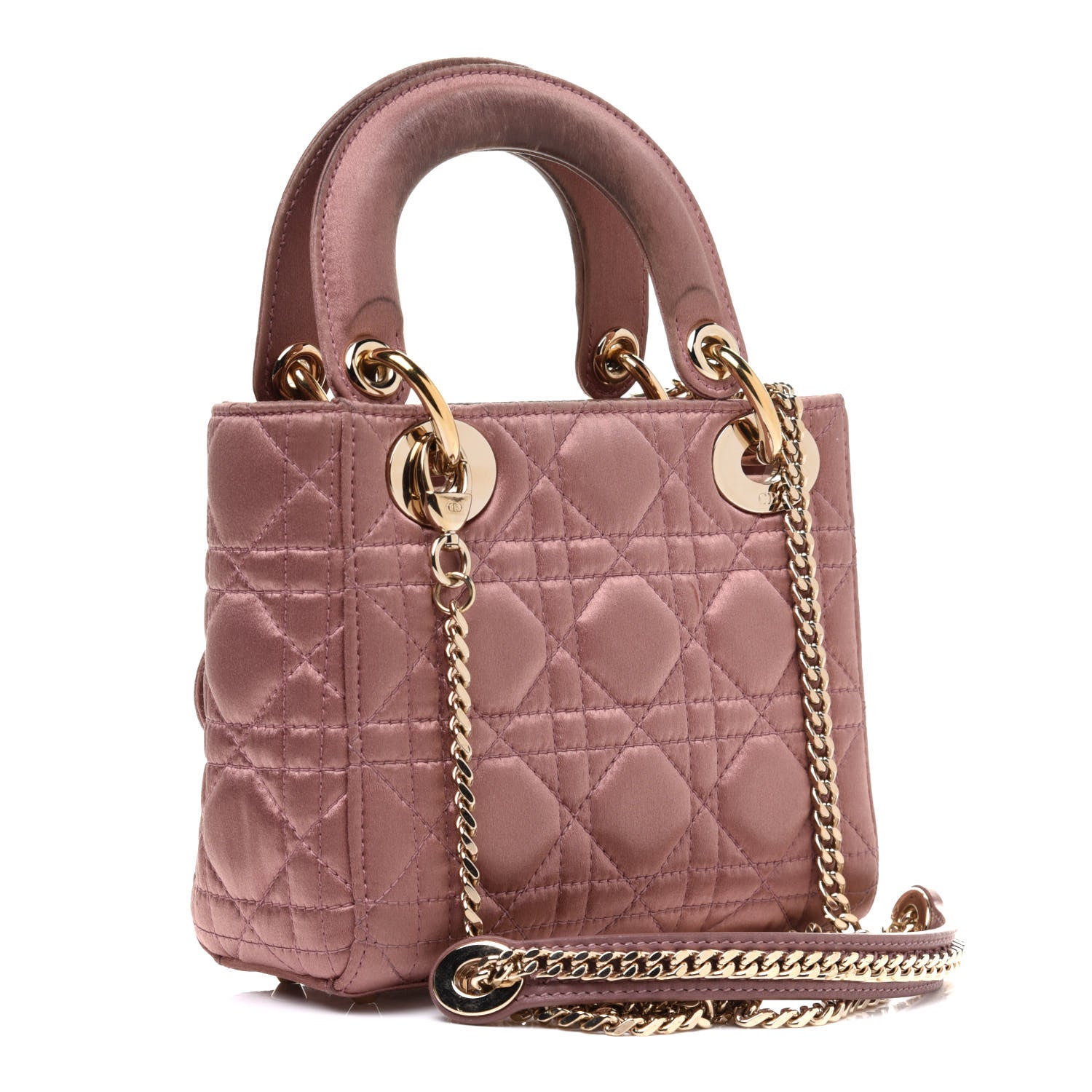 Christian Dior Satin Swarovski Crystal Cannage Mini Lady Dior Pink 3 of 13