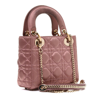 Christian Dior Satin Swarovski Crystal Cannage Mini Lady Dior Pink 3 of 13