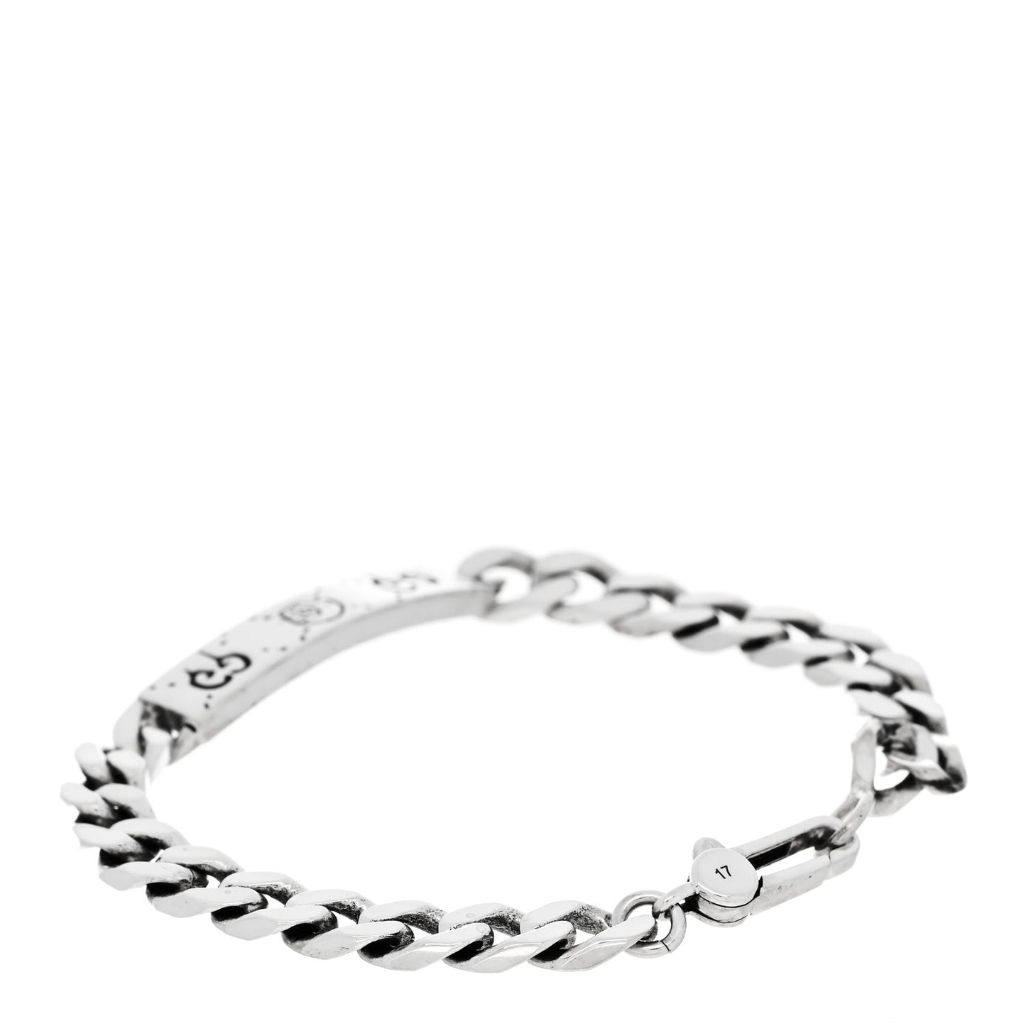 Sterling Silver GucciGhost Hamlet Skull ID Chain Bracelet