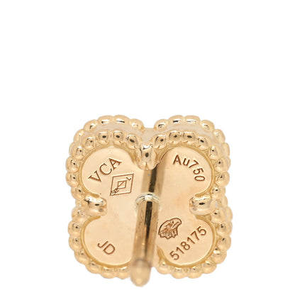 Van Cleef & Arpels 18K Yellow Gold Mother of Pearl Sweet Alhambra Earrings 4 of 5