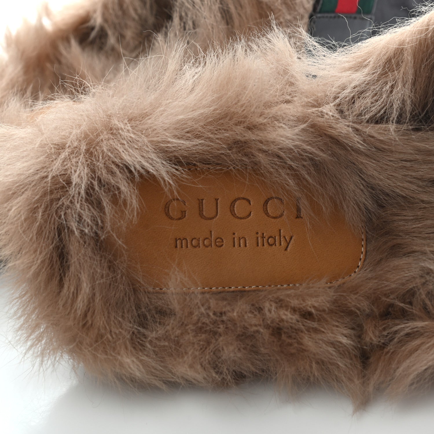 Gucci Goatskin Fur Web GG Mens Princetown Slippers 10 Cocoa 7 of 9