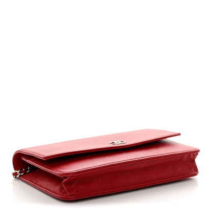 Chanel Caviar Sevruga Wallet on Chain WOC Red 3 of 12