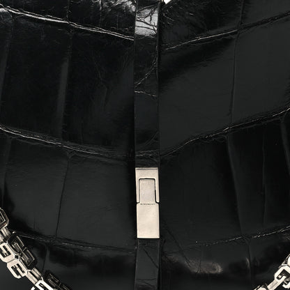 Givenchy Calfskin Crocodile Embossed Large Cut Out Shoulder Bag Black 8 of 13