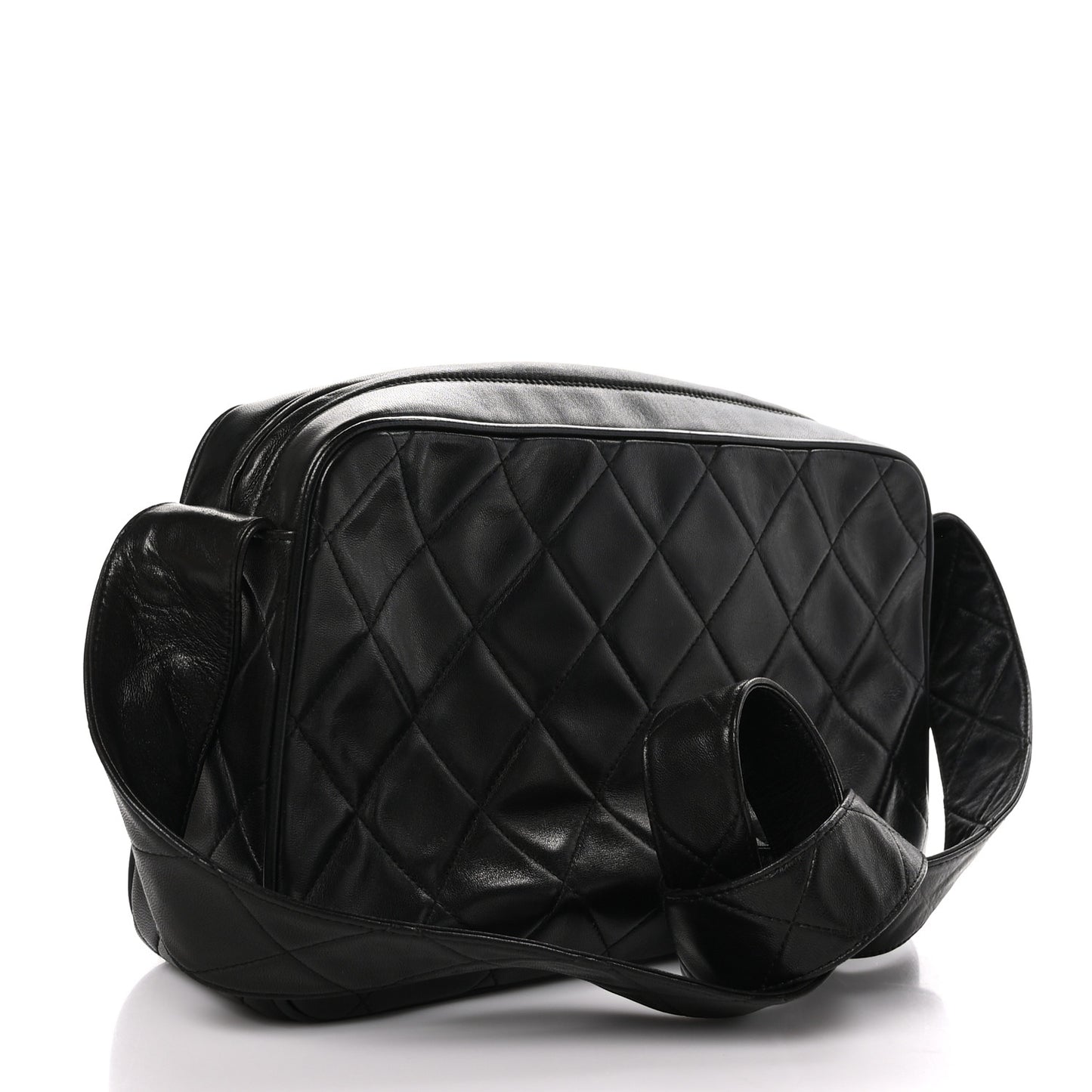 Lambskin Quilted Tassel Camera Case Black