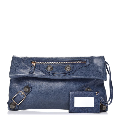 Balenciaga Agneau Giant 21 Rose Gold Hardware Envelope Clutch Bleu Roi 1 of 9