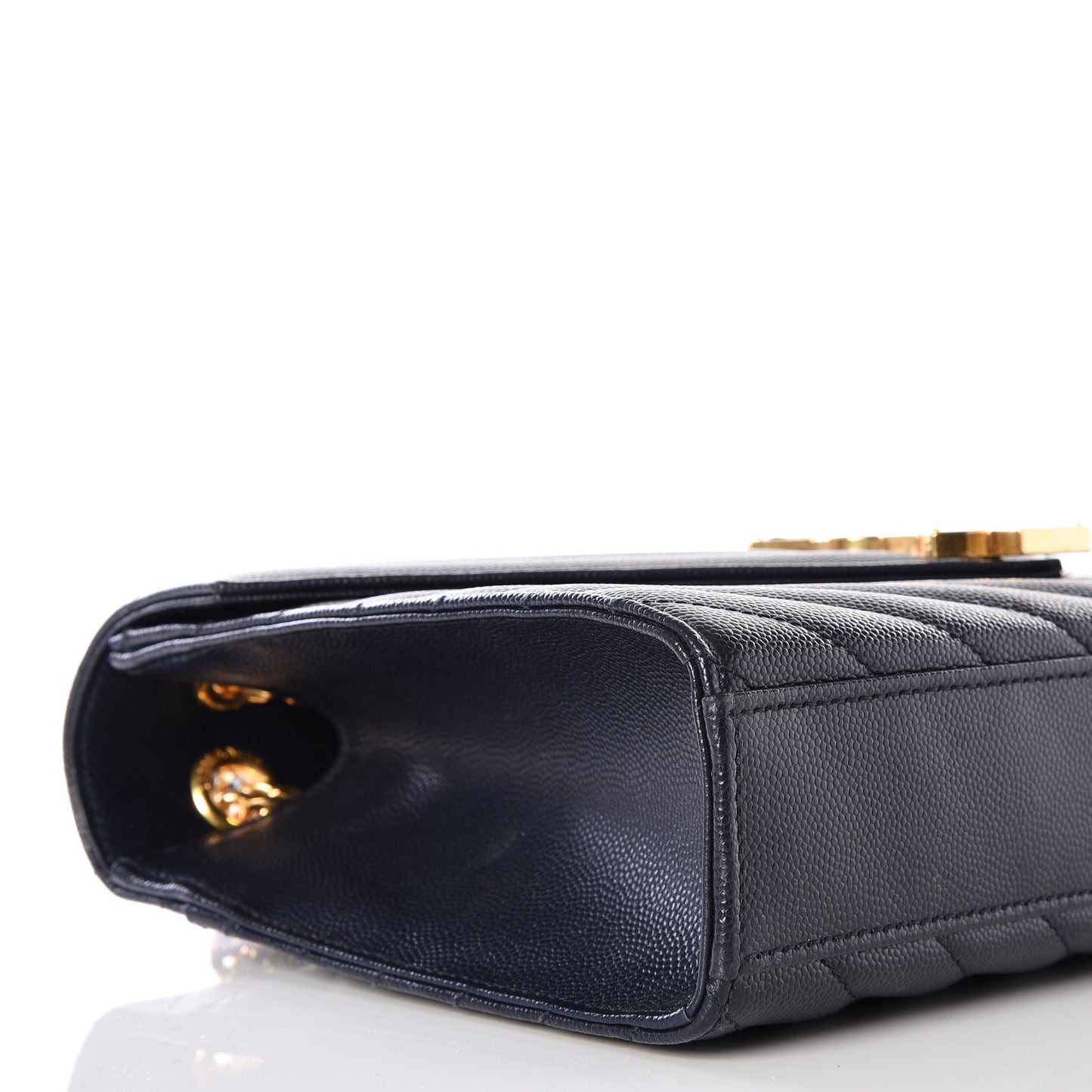Grain De Poudre Matelasse Chevron Medium Monogram Satchel Midnight Blue