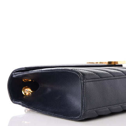 Saint Laurent Grain De Poudre Matelasse Chevron Medium Monogram Satchel Midnight Blue 6 of 10