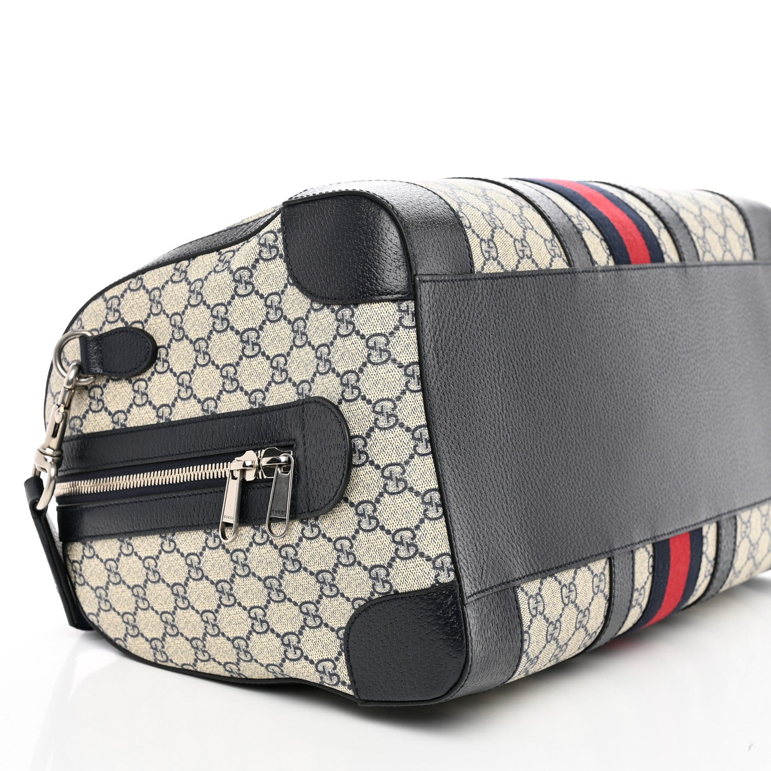 Gucci GG Supreme Monogram Textured Dollar Calfskin Web Medium Ophidia Duffle Bag Beige Blue 8 of 12