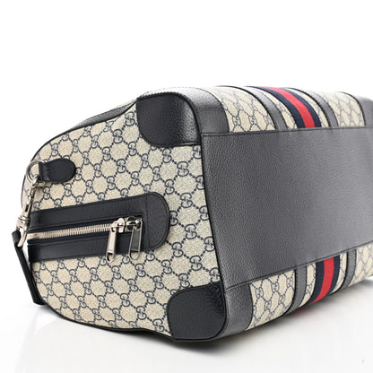Gucci GG Supreme Monogram Textured Dollar Calfskin Web Medium Ophidia Duffle Bag Beige Blue 8 of 12