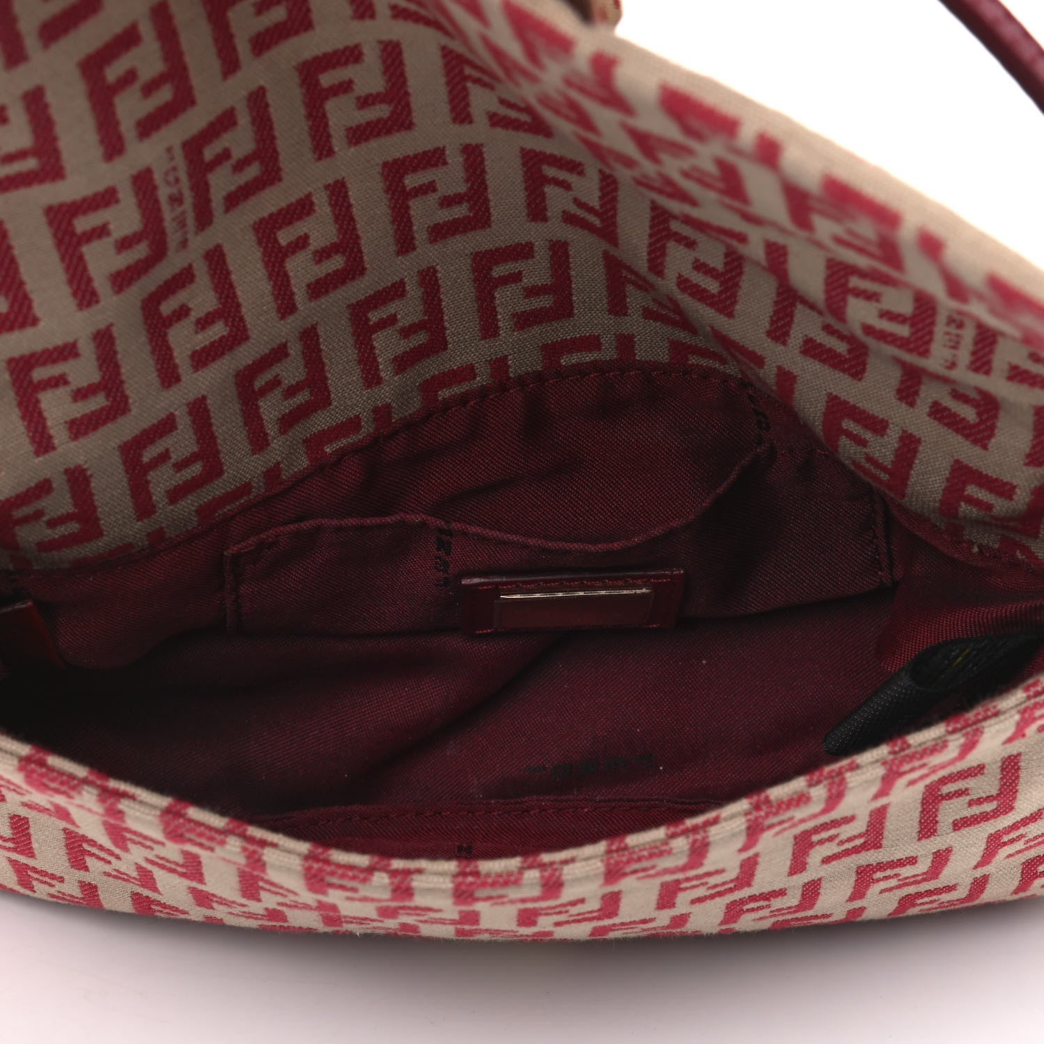 Fendi Zucchino Vitello Mini Mama Baguette Beige Rosso 4 of 5