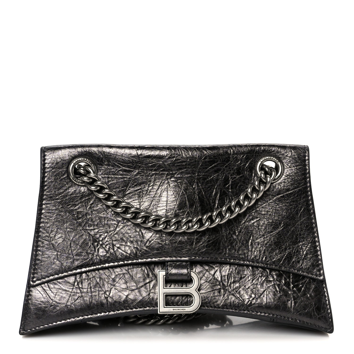 Balenciaga Metallic Crushed Calfskin Quilted Small Crush Chain Bag Steel Grey 1 of 10