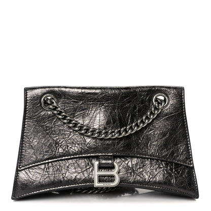 Balenciaga Metallic Crushed Calfskin Quilted Small Crush Chain Bag Steel Grey 1 of 10