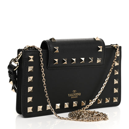 Valentino Garavani Calfskin Rockstud Phone Case With Chain Black 4 of 25