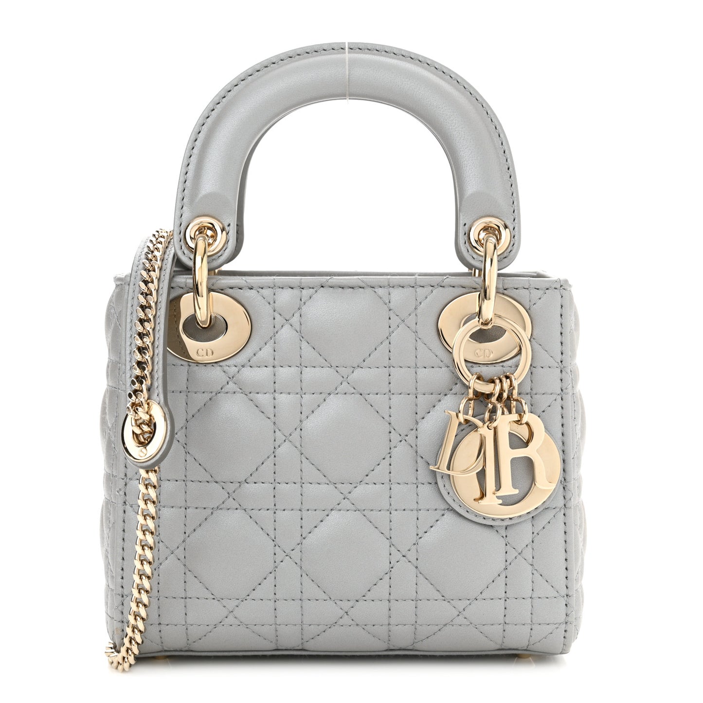 Lambskin Cannage Mini Lady Dior Gray Opaline