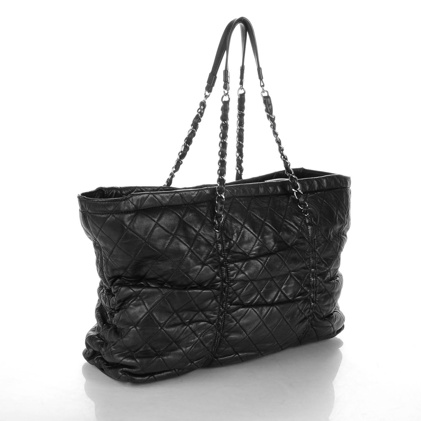 Lambskin Quilted East West Sharpei Tote Black